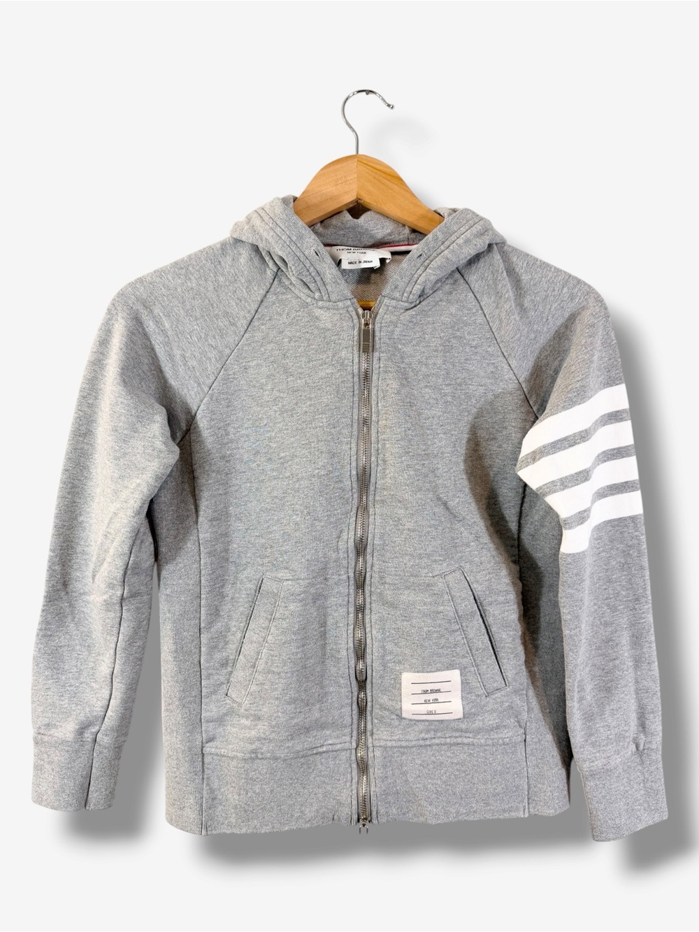 Thom Browne Classic 4-Bar Zip Hoodie Gray Size 0 XS Cotton Luxury